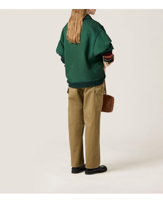 Miu Miu Green Cotton Belted Cargo Trousers