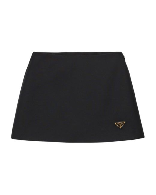 Prada Black Wool-Silk Mini Skirt