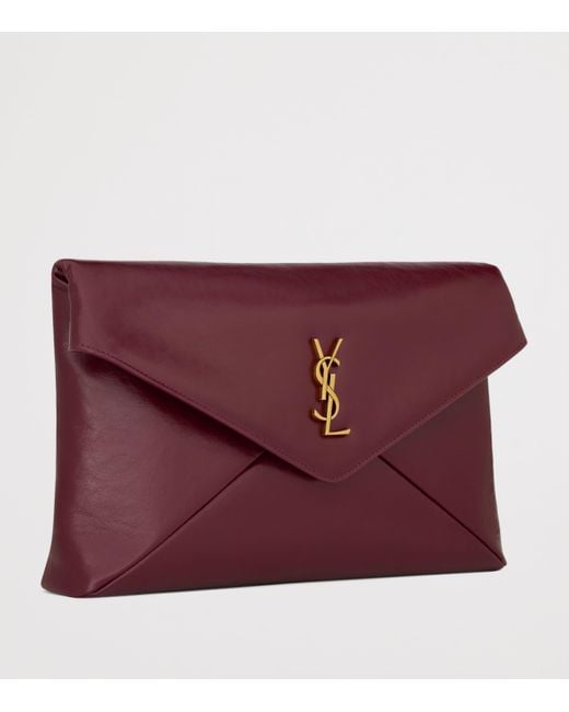 Saint Laurent Purple Large Leather Cassandre Envelope Pouch