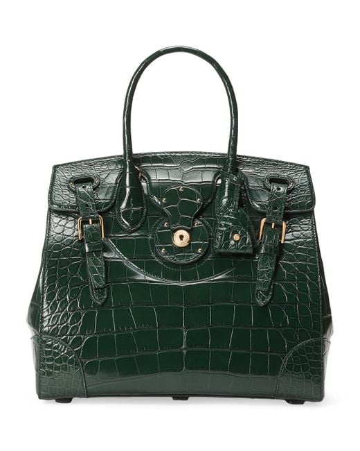 Ralph Lauren Green Alligator Leather Ricky 33 Top-Handle Bag