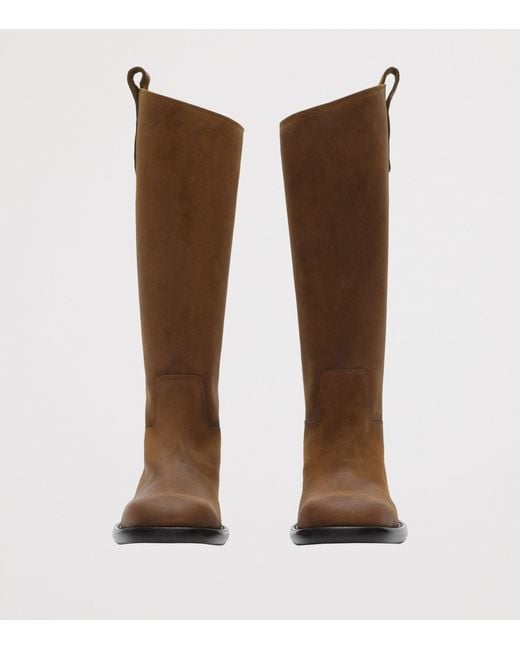 Burberry Brown Suede Cavalier Knee-High Boots