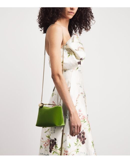 Erdem Green Mini Velvet Bloom Top-Handle Bag