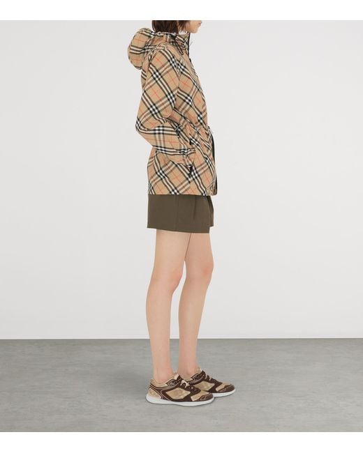 Burberry Brown Technical Check Hooded Jacket