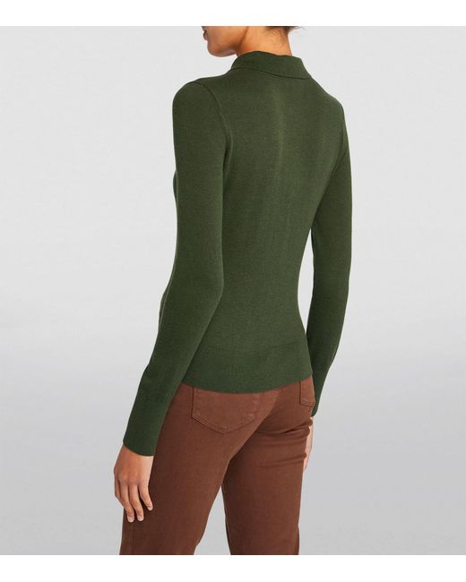 L'Agence Green Collared Sterling Sweater