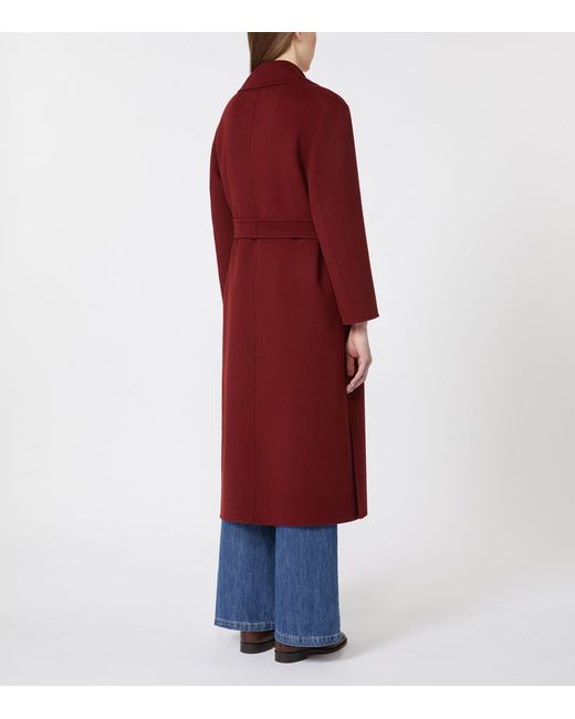 Max Mara Red Virgin Wool Belted Coat