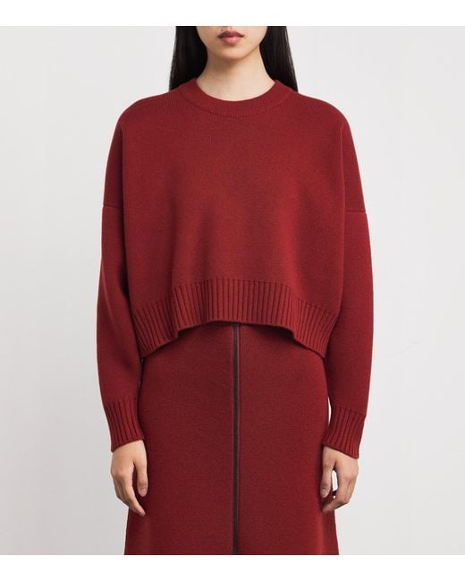 Johnstons Red Cashmere Cropped Sweater