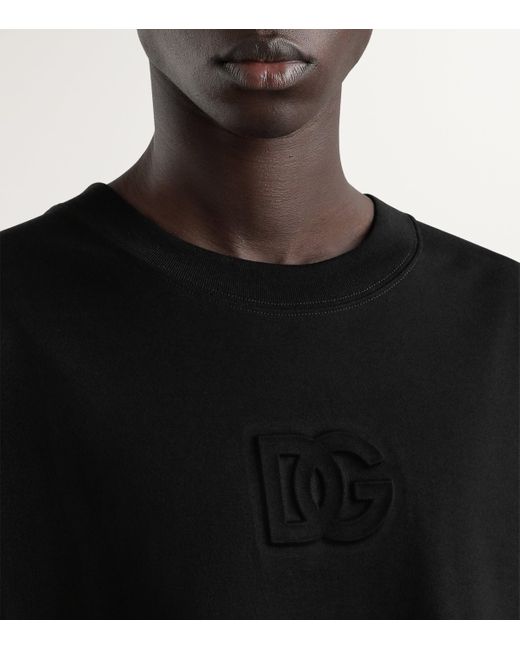 Dolce & Gabbana Black Oversized Embroidered Logo T-Shirt for men