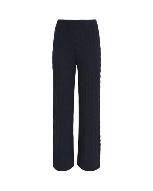 Soft Goat Blue Cashmere Cable-Knit Sweatpants