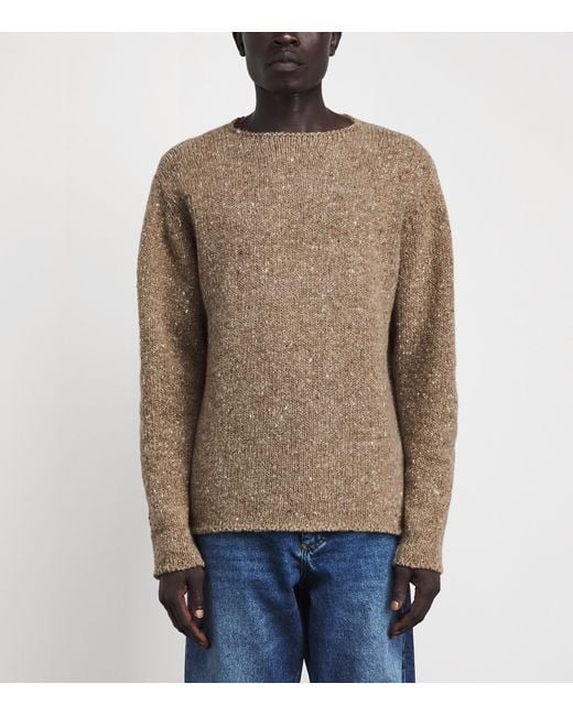 Auralee Brown Wool Tweed Sweater for men