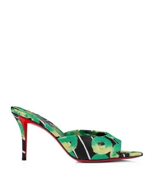 Christian Louboutin Green Miss Z Cotton Abstract Print Mules 80
