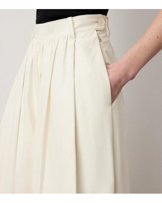 Ralph Lauren White Leather Vanessa Wide-Leg Trousers