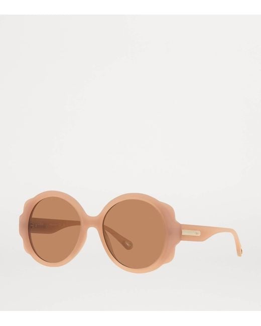 Chloé Brown Round Flower Sunglasses