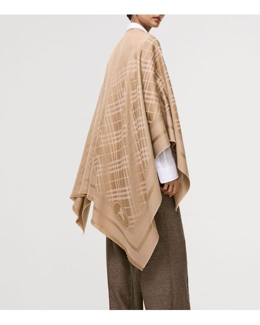 Burberry Natural Wool And Cashmere Check Cape