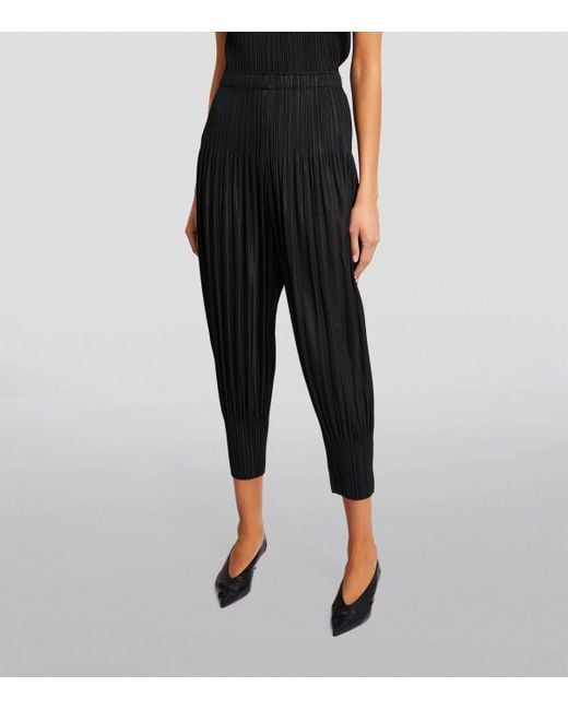 Pleats Please Issey Miyake Black Fluffy Basics Tapered Trousers