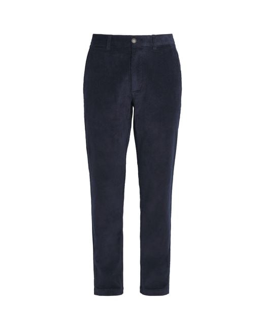 Barbour Blue Stretch-Cotton Corduroy Tailored Trousers for men
