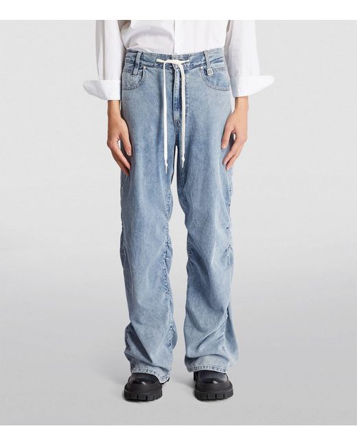 Wooyoungmi Blue Ruched-detailing Straight Jeans for men