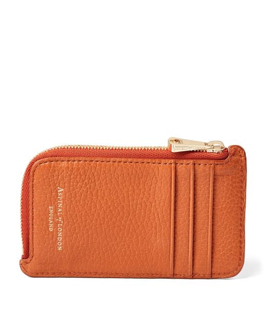 Aspinal Orange Leather Small Zipped Purse
