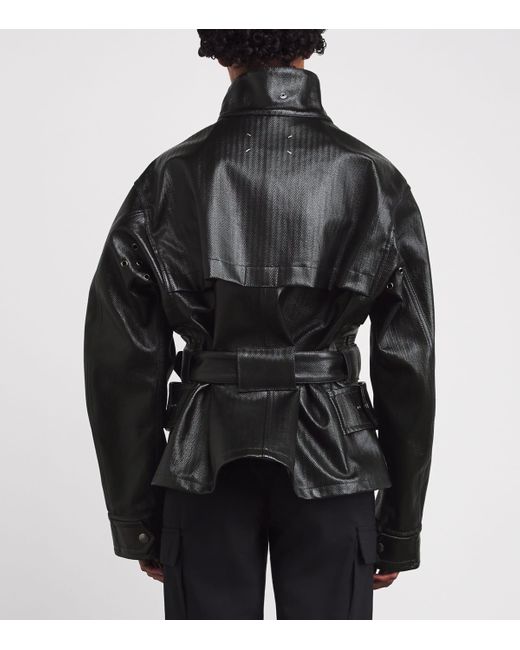 Maison Margiela Black Cotton Coated Caban Jacket