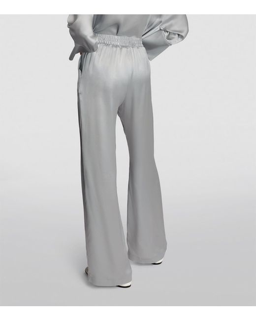 Eleventy Gray Silk Wide-leg Elasticated-waist Trousers