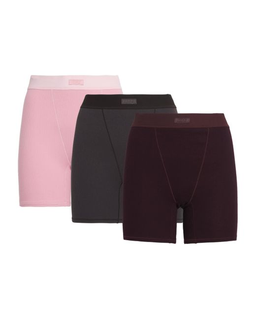 Skims Red Stretch-Cotton Ribbed Boxer Shorts