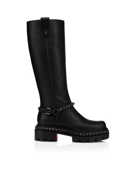 Christian Louboutin Black Marinetta Pyraclou Leather Knee-High Boots