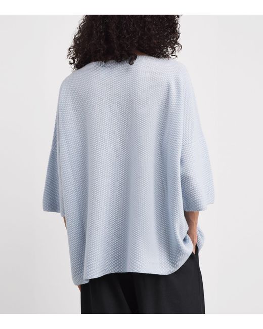 Eskandar Blue Cashmere Square-Neck Sweater