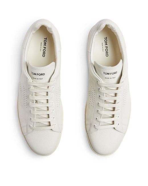 Tom Ford White Leather Warwick Sneakers for men