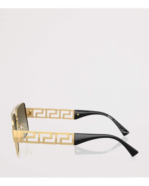 Versace Green Wire-Frame Rectangular Sunglasses for men