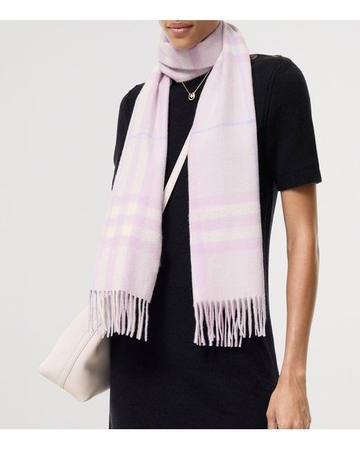 Burberry Pink Cashmere Check Scarf