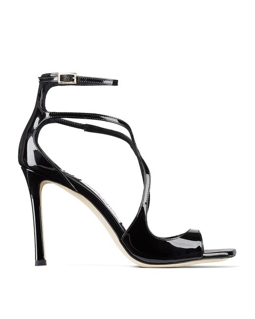 Jimmy Choo Azia 95 Patent Leather Sandals in Black | Lyst UK