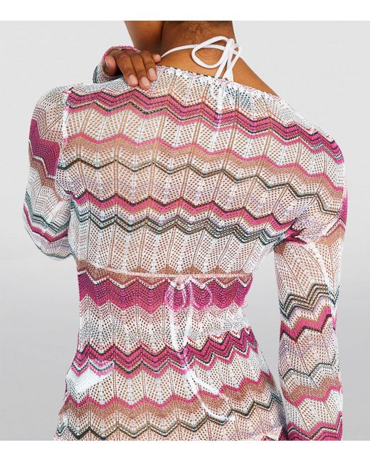 Missoni Pink Knitted Wave Mini Dress