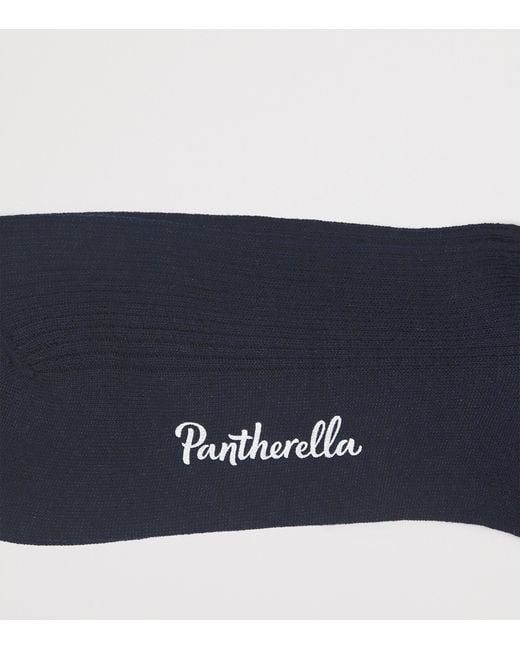 Pantherella Blue Merino Wool-Blend Ribbed Socks for men