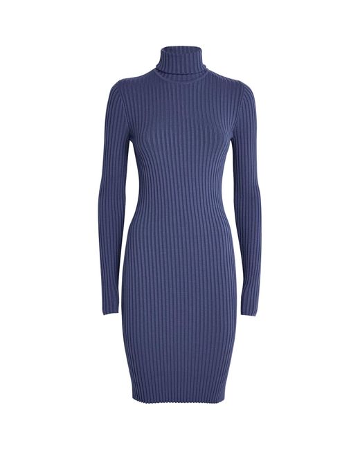 Wolford Blue Wool-cotton Ribbed Dress