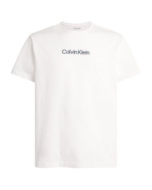 Calvin Klein White Cotton Logo Pyjama Top for men