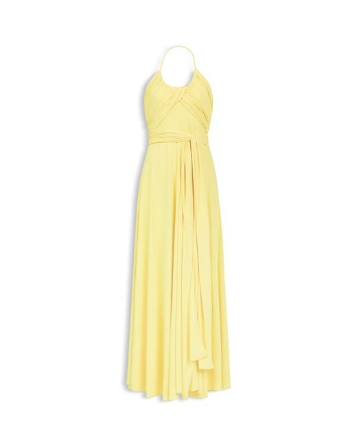 Alaïa Yellow Draped Jersey Halterneck Maxi Dress