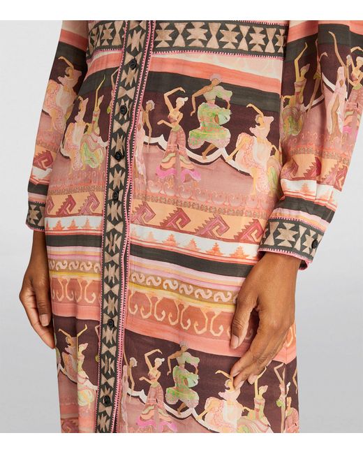 Hayley Menzies Multicolor Silk Dancing Girls Maxi Shirt Dress