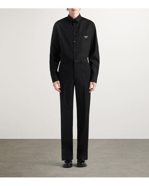 Prada Black Classic-Collar Oversized-Fit Cotton Shirt for men