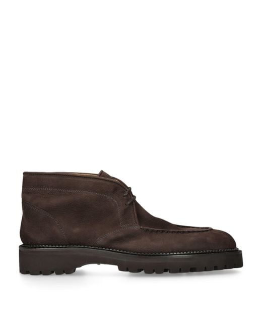 John Lobb Brown Suede Field Chukka Boots for men