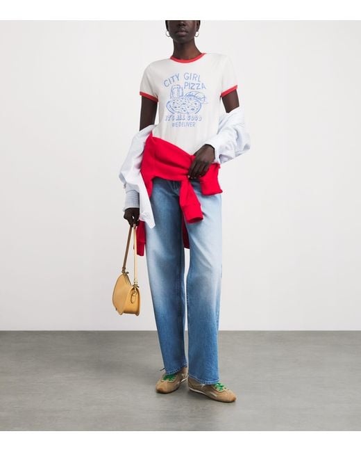 Mother White Cotton The Lil Goodie Ringer T-Shirt