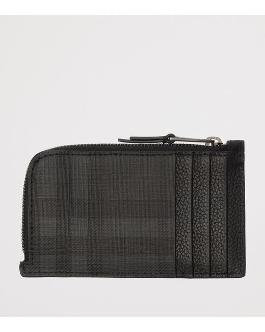 Burberry Black City Check Zip Card Holder for men