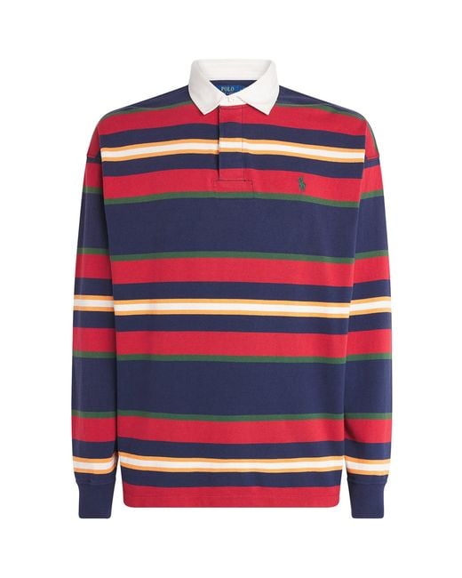 Polo Ralph Lauren Red Cotton Stripe Rugby Shirt for men