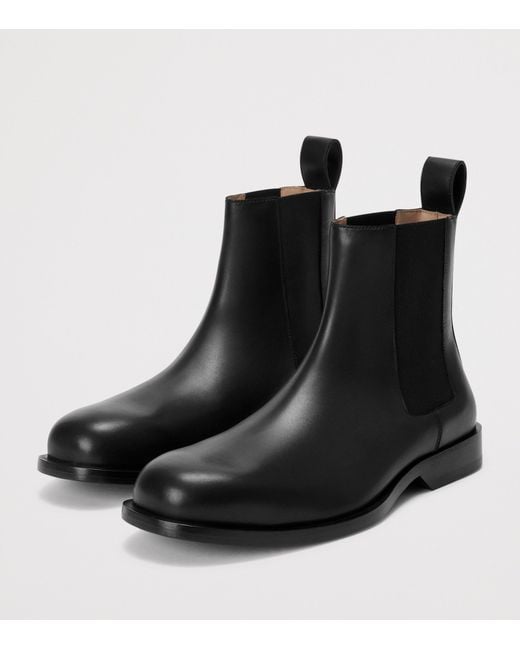 Loewe Black Leather Bobine Chelsea Ankle Boots for men