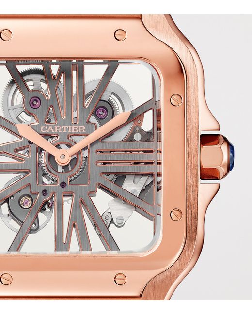 Cartier Metallic Large Santos De Skeleton Watch for men