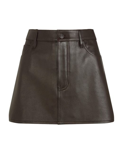 FRAME Gray The Leather Mini Skirt
