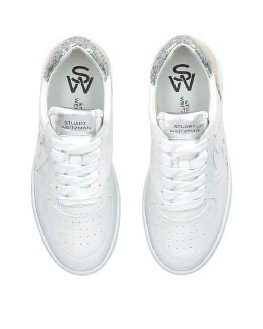 Stuart Weitzman White Leather Sw Court Sneakers