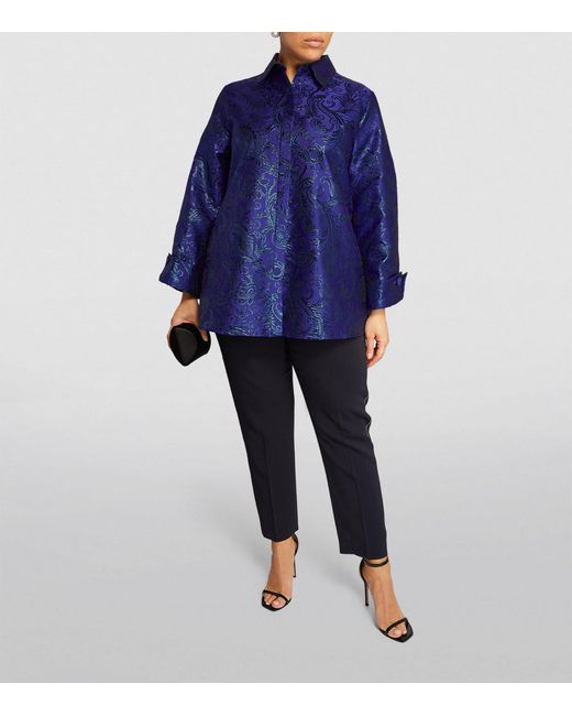 Marina Rinaldi Blue Lamé Jacquard Shirt