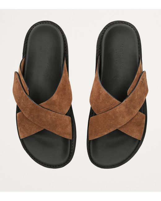 Harry's Of London Brown Leather Promenade Cross Sandals for men