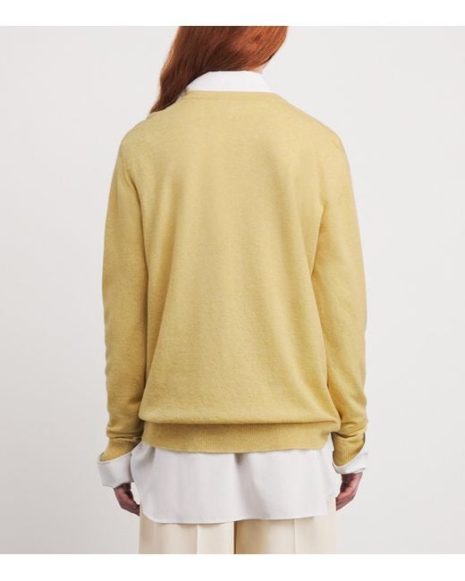 The Row Yellow Nian Cashmere V-Neck Sweater