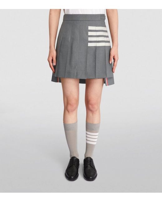 Thom Browne Gray Pleated Mini Skirt