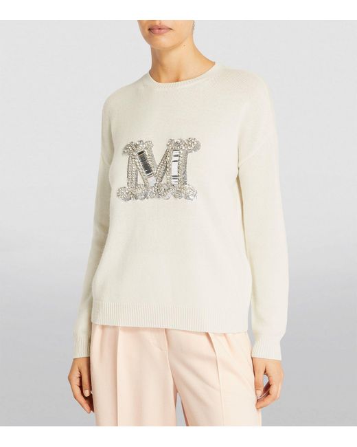 Max Mara White Wool-cashmere Palato Sweater